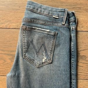 MOTHER denim looker ankle fray